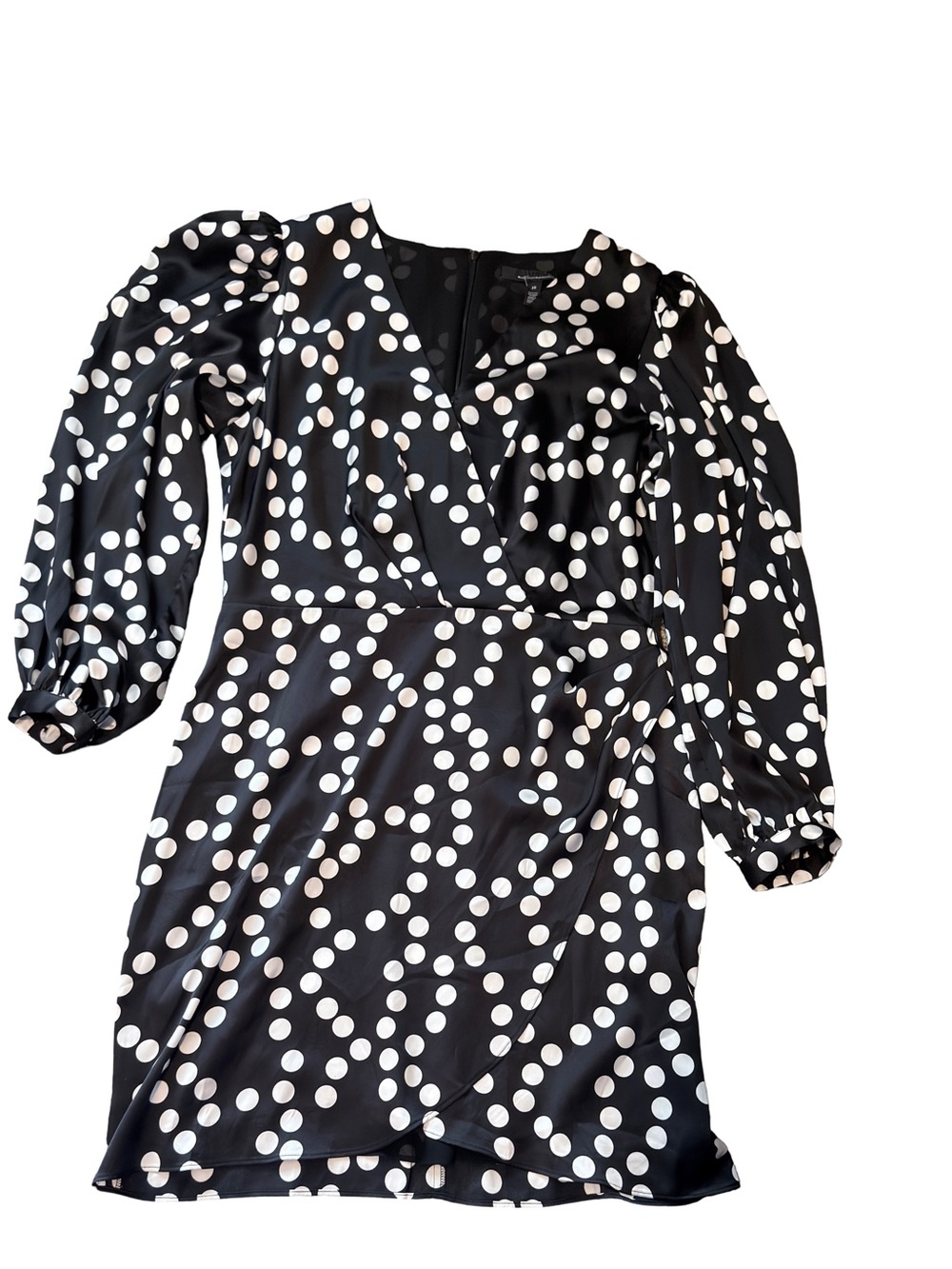 White House Black Market Black & White Polka Dot Wrap-Style Midi Dress